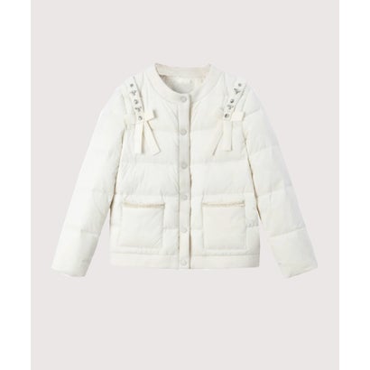 ラポミ プチ LA POMME petit Shoulder Beads Deco Duck Down Coat （White）｜詳細画像