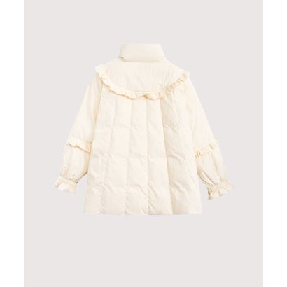 ラポミ プチ LA POMME petit Fluffy Buckle Frill Duck Down Coat （Ivory）｜詳細画像