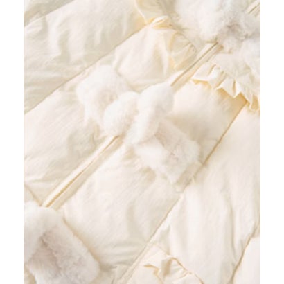 ラポミ プチ LA POMME petit Fluffy Buckle Frill Duck Down Coat （Ivory）｜詳細画像