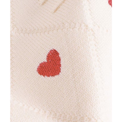 Heart Embroidery Knit Top ハートジャガードニット （Red）｜詳細画像