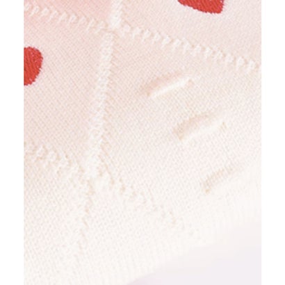 Heart Embroidery Knit Top ハートジャガードニット （Red）｜詳細画像