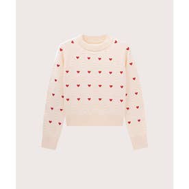 Heart Embroidery Knit Top ハートジャガードニット （Beige）