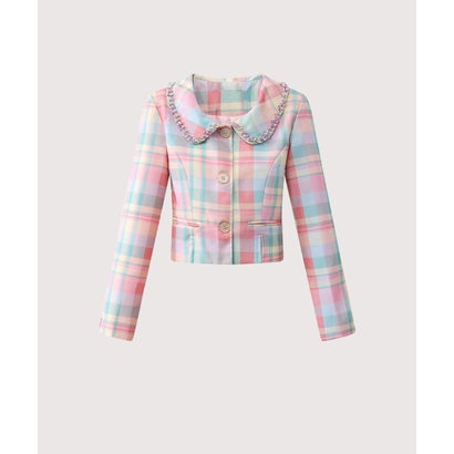 ラポミ プチ LA POMME petit Tartan Check Bijou Pink Long Skirt Set Up （Pink）｜詳細画像