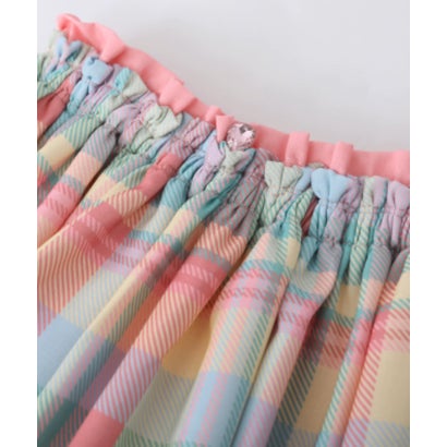 ラポミ プチ LA POMME petit Tartan Check Bijou Pink Long Skirt Set Up （Pink）｜詳細画像