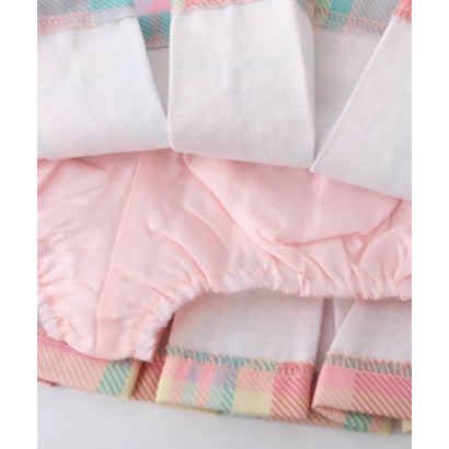 ラポミ プチ LA POMME petit Tartan Check Bijou Pink Long Skirt Set Up （Pink）｜詳細画像