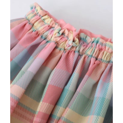 ラポミ プチ LA POMME petit Tartan Check Bijou Pink Long Skirt Set Up （Pink）｜詳細画像