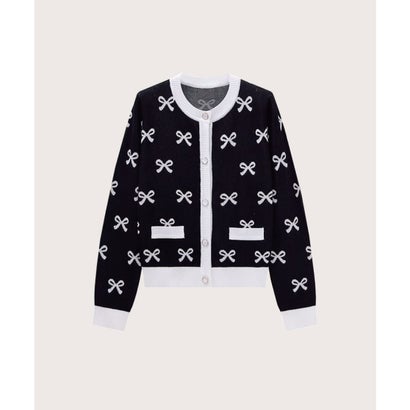 ラポミ プチ LA POMME petit Ribbon Embroidery Knit Set Up リボンジャガードセットアップ （Black）｜詳細画像