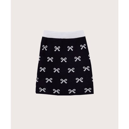 ラポミ プチ LA POMME petit Ribbon Embroidery Knit Set Up リボンジャガードセットアップ （Black）｜詳細画像