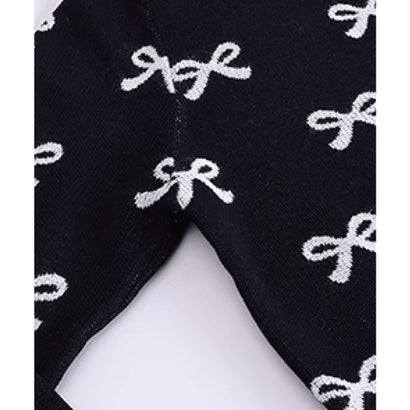 ラポミ プチ LA POMME petit Ribbon Embroidery Knit Set Up リボンジャガードセットアップ （Black）｜詳細画像