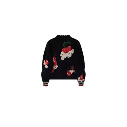 ラポミ プチ LA POMME petit Cherry Jacquard Knit Set-Up チェリージャガードニットセットアップ （Black）｜詳細画像
