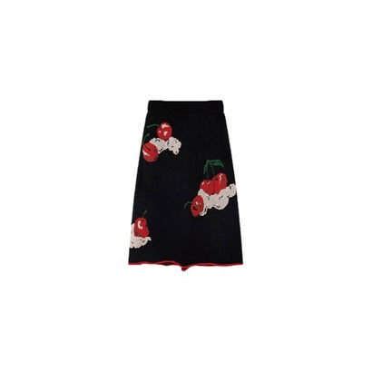 ラポミ プチ LA POMME petit Cherry Jacquard Knit Set-Up チェリージャガードニットセットアップ （Black）｜詳細画像