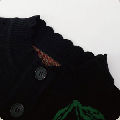 ラポミ プチ LA POMME petit Cherry Jacquard Knit Set-Up チェリージャガードニットセットアップ （Black）｜詳細画像