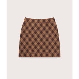 Mix Color Check Skirt （Brown）