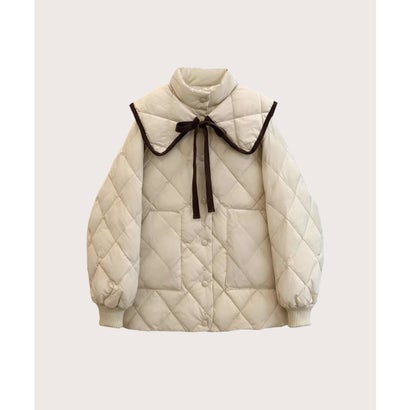 ラポミ プチ LA POMME petit Quilted Lace Ribbon Duck Down Jacket キルティングレースリボンダックダウンジャケット （Beige）｜詳細画像