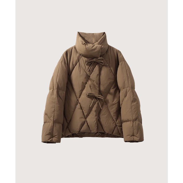 Quilting Ribbon Puffer Duck Down Jacket キルティングリボンパファーダックダウンジャケット （Brown）