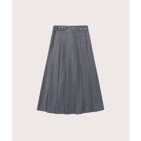 Belted Pleats Long Skirt べルト付きプリーツロングスカート （Gray）