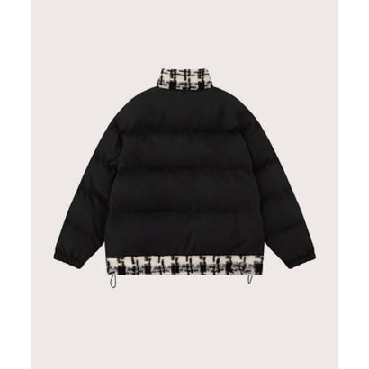 ラポミ プチ LA POMME petit Check Fleece Patch Down Jacket  チェックフリースパッチダウンジャケット （Black）｜詳細画像