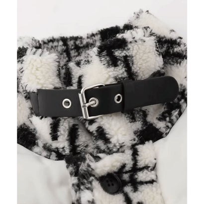 ラポミ プチ LA POMME petit Check Fleece Patch Down Jacket  チェックフリースパッチダウンジャケット （Black）｜詳細画像