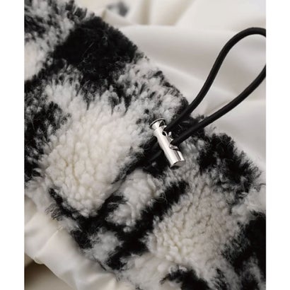 ラポミ プチ LA POMME petit Check Fleece Patch Down Jacket  チェックフリースパッチダウンジャケット （Black）｜詳細画像