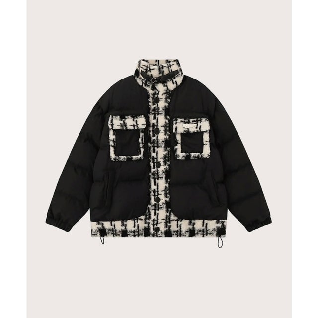 Check Fleece Patch Down Jacket  チェックフリースパッチダウンジャケット （Black）