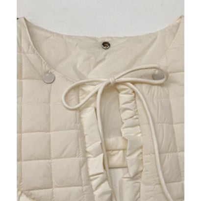 ラポミ プチ LA POMME petit Lace Frill Collar Puff Duck Down Coat レースフリル襟ハーフダックダウンコート （White）｜詳細画像