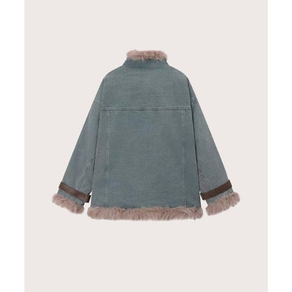 ラポミ プチ LA POMME petit Fur Stitching Denim Inner Down Coat ファーステッチデニムインナーダウンコート （Blue）｜詳細画像