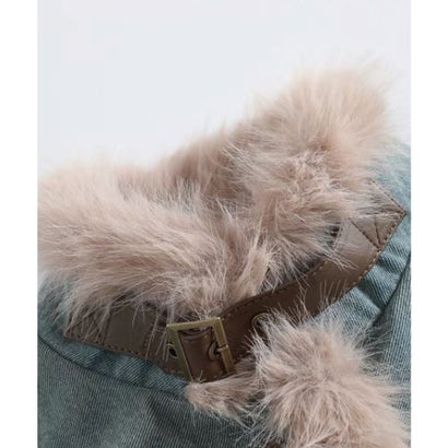 ラポミ プチ LA POMME petit Fur Stitching Denim Inner Down Coat ファーステッチデニムインナーダウンコート （Blue）｜詳細画像