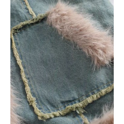 ラポミ プチ LA POMME petit Fur Stitching Denim Inner Down Coat ファーステッチデニムインナーダウンコート （Blue）｜詳細画像