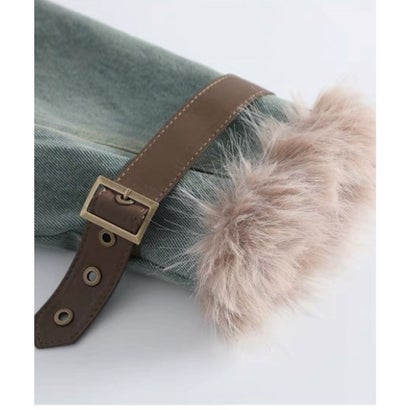 ラポミ プチ LA POMME petit Fur Stitching Denim Inner Down Coat ファーステッチデニムインナーダウンコート （Blue）｜詳細画像