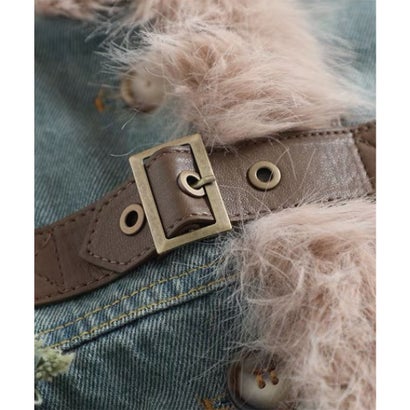 ラポミ プチ LA POMME petit Fur Stitching Denim Inner Down Coat ファーステッチデニムインナーダウンコート （Blue）｜詳細画像