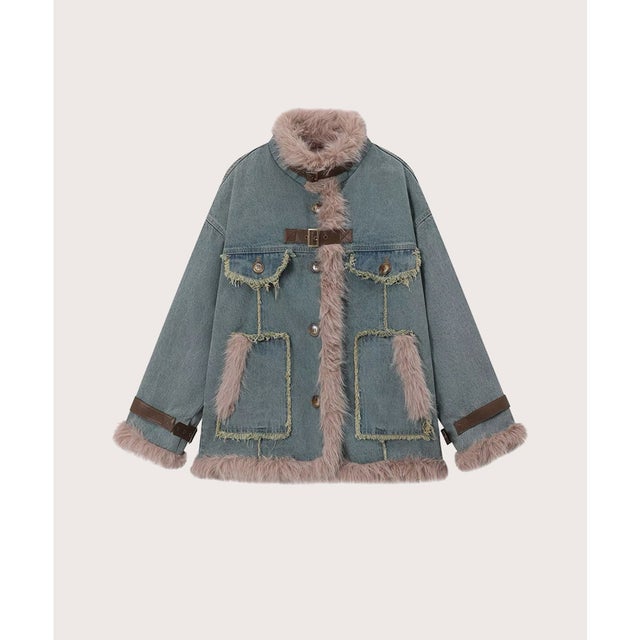 Fur Stitching Denim Inner Down Coat ファーステッチデニムインナーダウンコート （Blue）