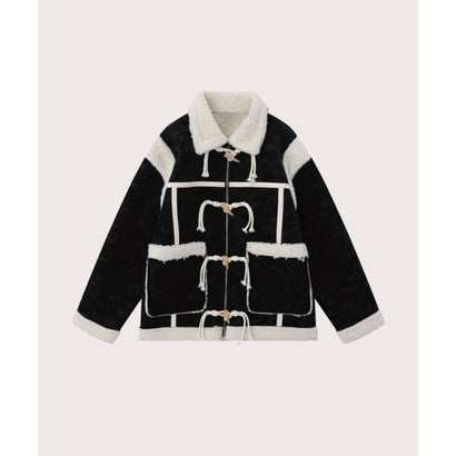 ラポミ プチ LA POMME petit Double Poacket Faux Shearling Coat ダブルポケットフェイクムートンコート （Black）｜詳細画像