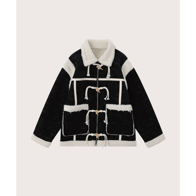 Double Poacket Faux Shearling Coat ダブルポケットフェイクムートンコート （Black）