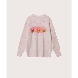 Colored Dots Flower Pin Sweater カラードットフラワーピンセーター （Pink）