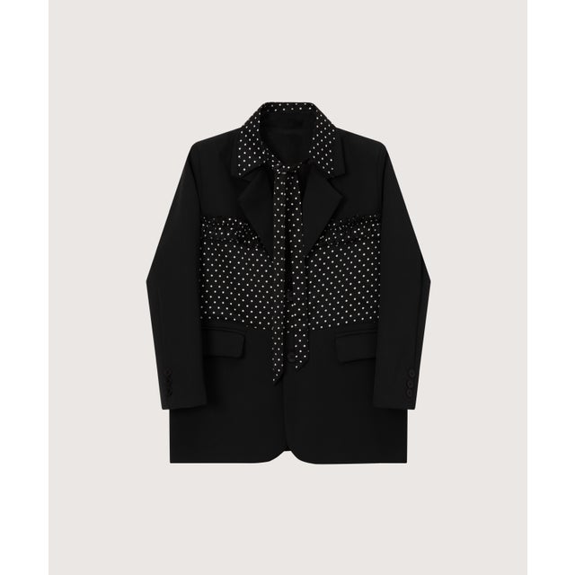 Elegant Contrast Dot Panel Jacket/エレガントコントラストドットパネルジャケット （Black）