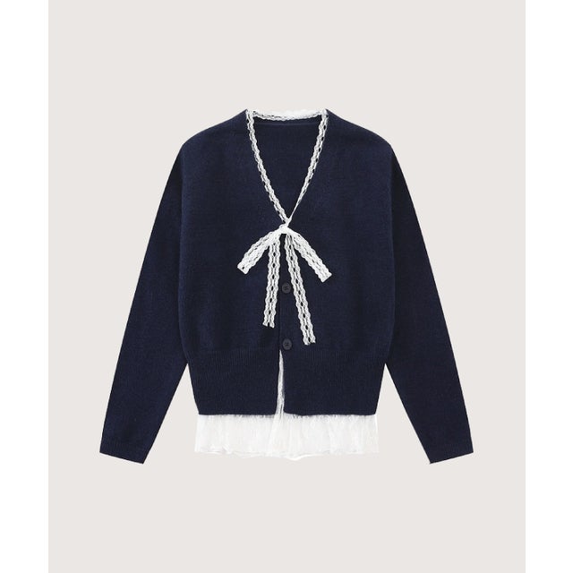 Sweet Lace Stitching Cardigan/スウィートレースステッチカーディガン （Black）