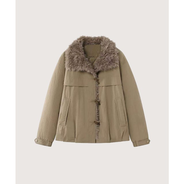 Faux Shearling Collar Toggle Button Down Jacket/フェイクシアリング襟トグルボタンジャケット （Camel）