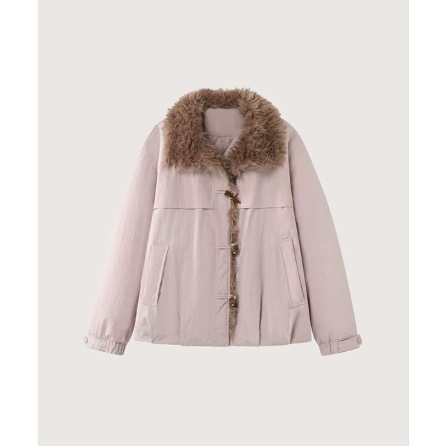 Faux Shearling Collar Toggle Button Down Jacket/フェイクシアリング襟トグルボタンジャケット （Pink）