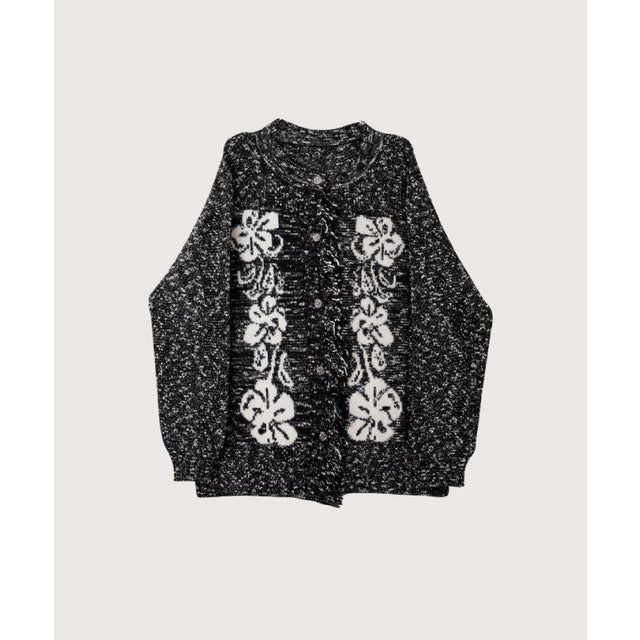Speckled Floral Jacquard Cardigan/花柄ジャカードカーディガン （Black）
