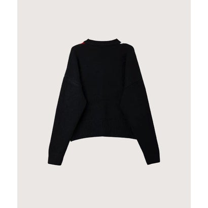 Colored Argyle Bow Cardigan/カラーアーガイル柄ボウタイ付きカーディガン （Black）｜詳細画像