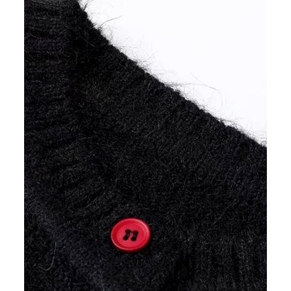 Colored Argyle Bow Cardigan/カラーアーガイル柄ボウタイ付きカーディガン （Black）｜詳細画像