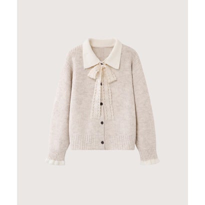 Lace Bow Peter Pan Collar Cardigan/レースリボンピーターパンカラーカーディガン （Apricot）｜詳細画像
