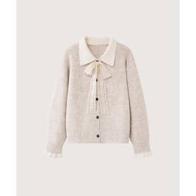 Lace Bow Peter Pan Collar Cardigan/レースリボンピーターパンカラーカーディガン （Apricot）