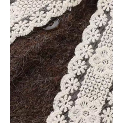 Lace Bow Peter Pan Collar Cardigan/レースリボンピーターパンカラーカーディガン （Coffee）｜詳細画像