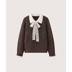 Lace Bow Peter Pan Collar Cardigan/レースリボンピーターパンカラーカーディガン （Coffee）