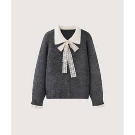 Lace Bow Peter Pan Collar Cardigan/レースリボンピーターパンカラーカーディガン （Gray）