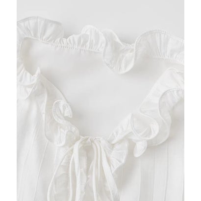 Hollow Knit Vest Ruffled Tie Blouse Set Up/透かし編みニットベストラッフルタイブラウスセットアップ （Blue）｜詳細画像