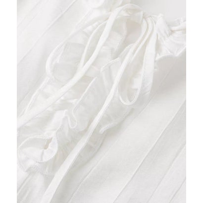 Hollow Knit Vest Ruffled Tie Blouse Set Up/透かし編みニットベストラッフルタイブラウスセットアップ （Blue）｜詳細画像