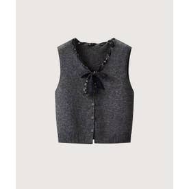 Scarf Ribbon Knit Vest/スカーフリボンニットベスト （Dark Gray）