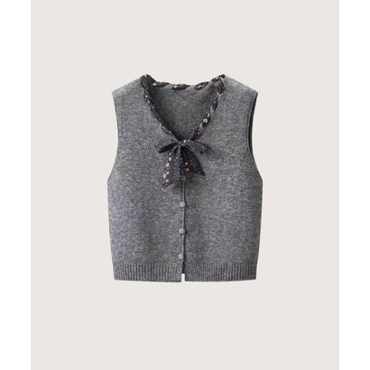 Scarf Ribbon Knit Vest/スカーフリボンニットベスト （Gray）｜詳細画像